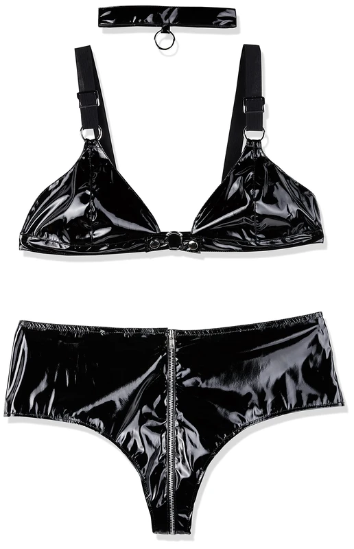 Black Level Vinyl Bra Set Black XL - Image 1