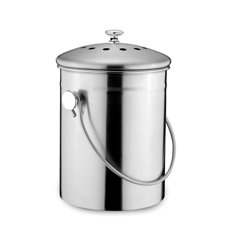 Karl Weis Organic Waste Bin Stainless Steel with Anti-Odour Filter Made of Activated Carbon in Lid 3 Litres 18525 - Image 1