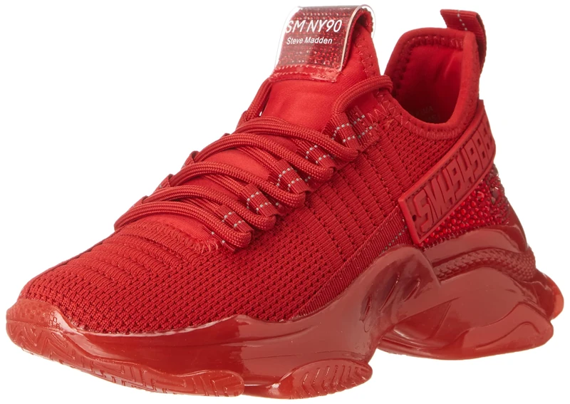 Steve Madden Women's Maxima Sneaker, Red Multi, 8.5