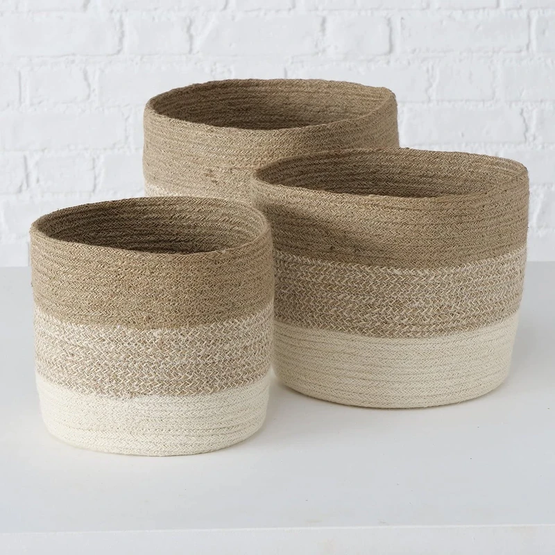 Boltze Lucia Basket 3 Pieces (Jute Storage Baskets, Natural Colours, Decorative Baskets in Boho Style, Scandinavian) 2009065