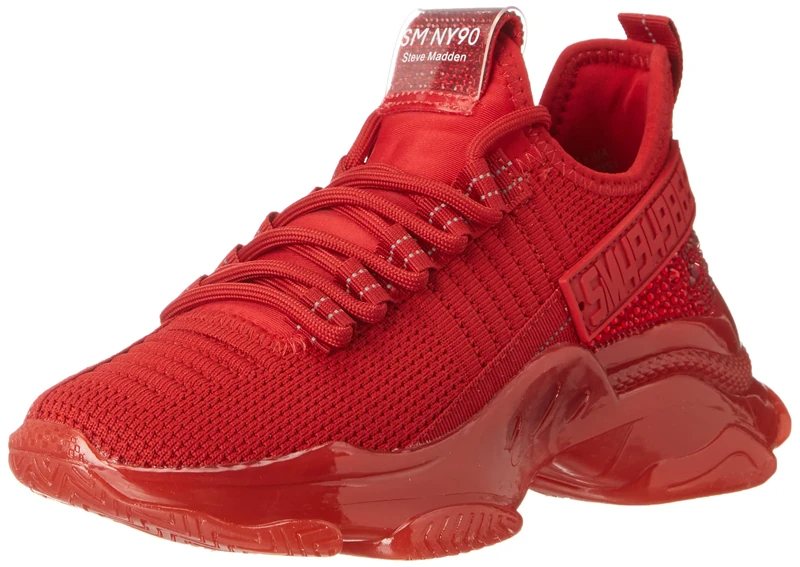 Steve Madden Women's Maxima Sneaker, Red Multi, 5.5 UK