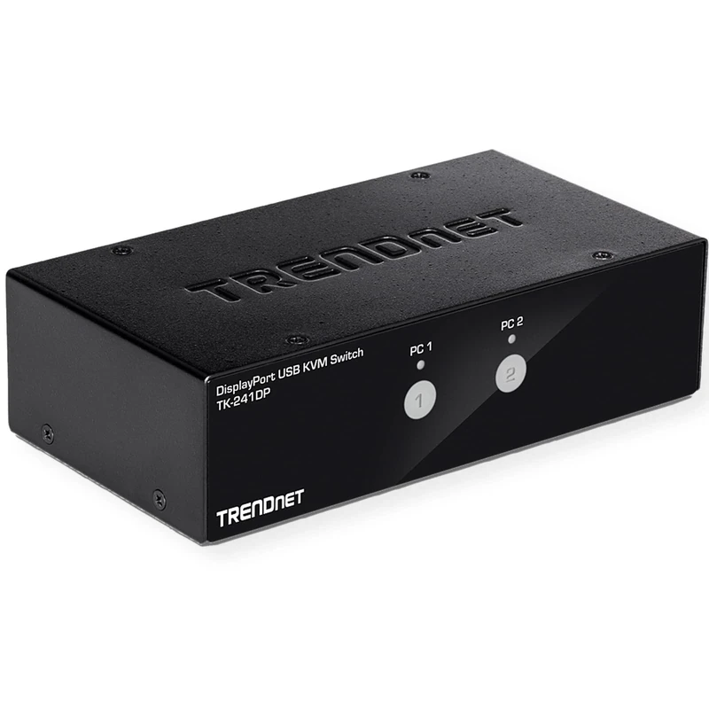 TrendNET 2-Port DisplayPort KVM Switch TK-241DP, 3840 x 2160 pixels, W125923367 (TK-241DP, 3840 x 2160 pixels, 4K Ultra HD, Black)