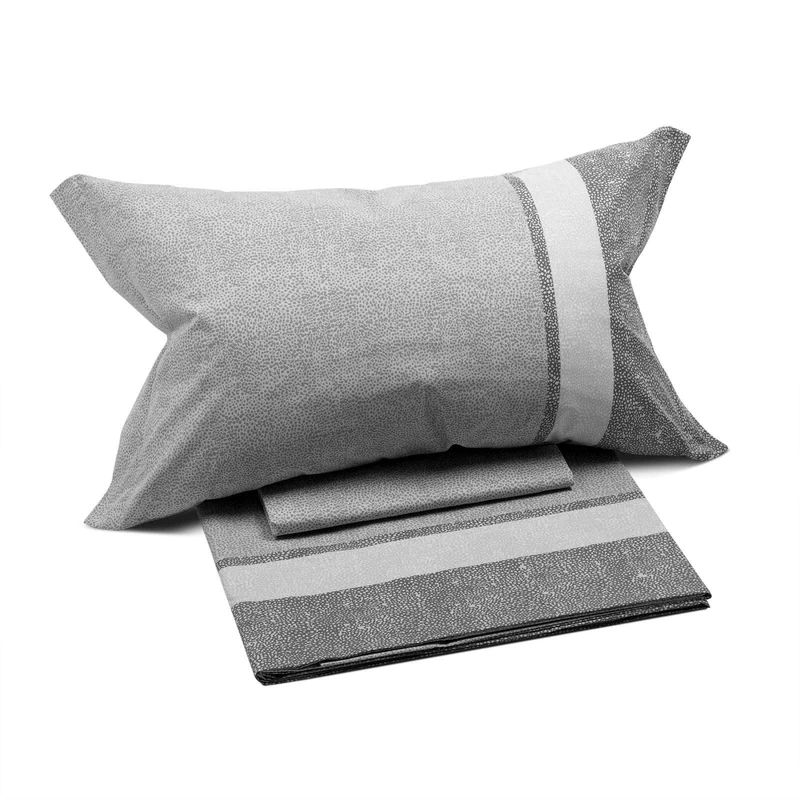 Caleffi 1003634 Cotton Nevada2 Bedding Set with French 2 Pillowcases, Grey