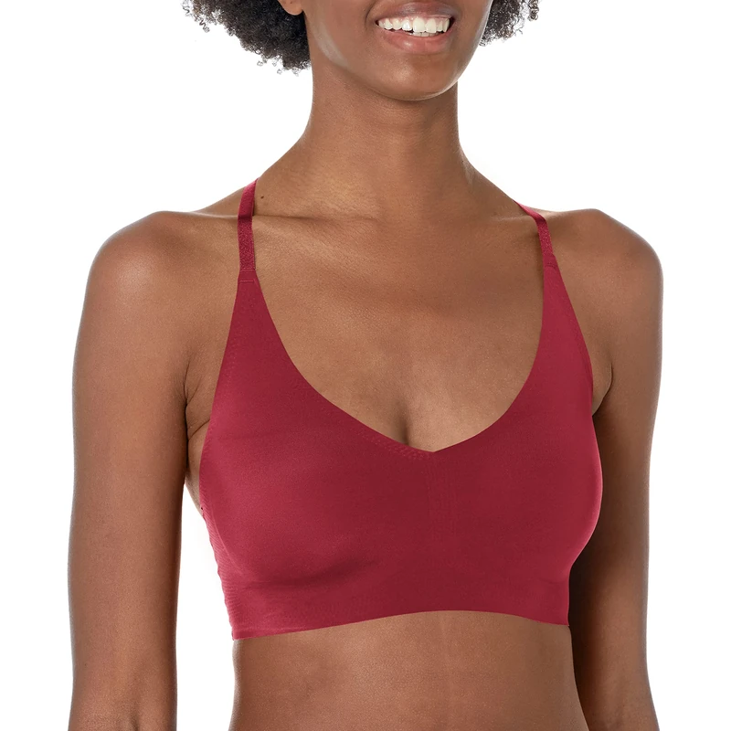 True & Co Women's True Body Triangle Lace Racerback Bra, Opaque, Beet Red, (X-Small) 30-32A/D