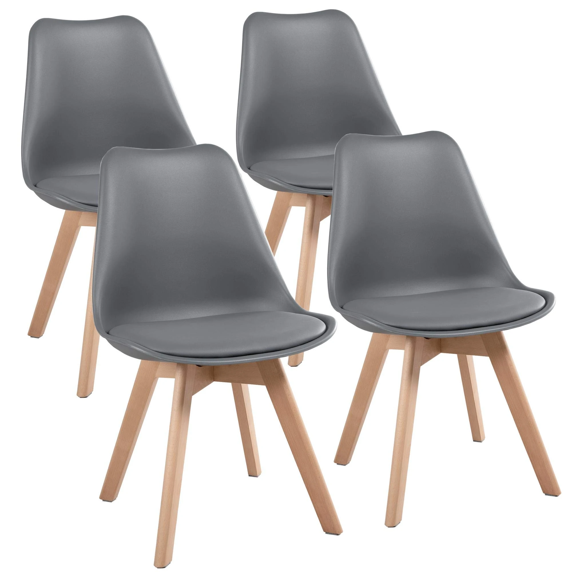 Yaheetech Dining Chairs Upholstered Side Chairs Durable Kitchen Chair with Beech Wooden Legs for Home Bedroom Cafe Dark Grey