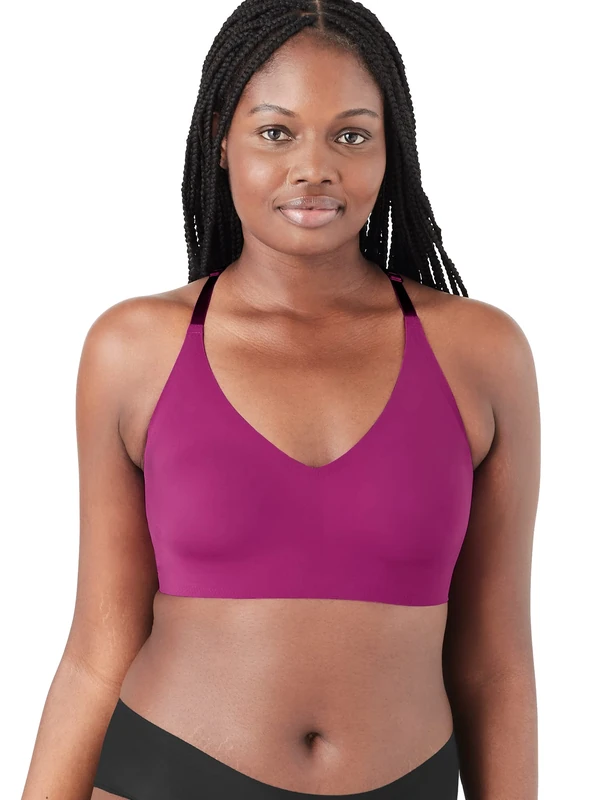 True & Co Women's True Body Triangle Lace Racerback Bra, Opaque, Purple Thistle, XL