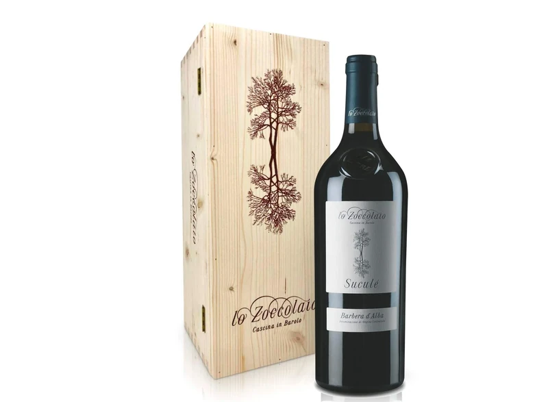Lo Zoccolaio Barbera d'Alba DOC Superiore Sucule Piedmont Red Dry Wine with Wood Case - 1x750 ml