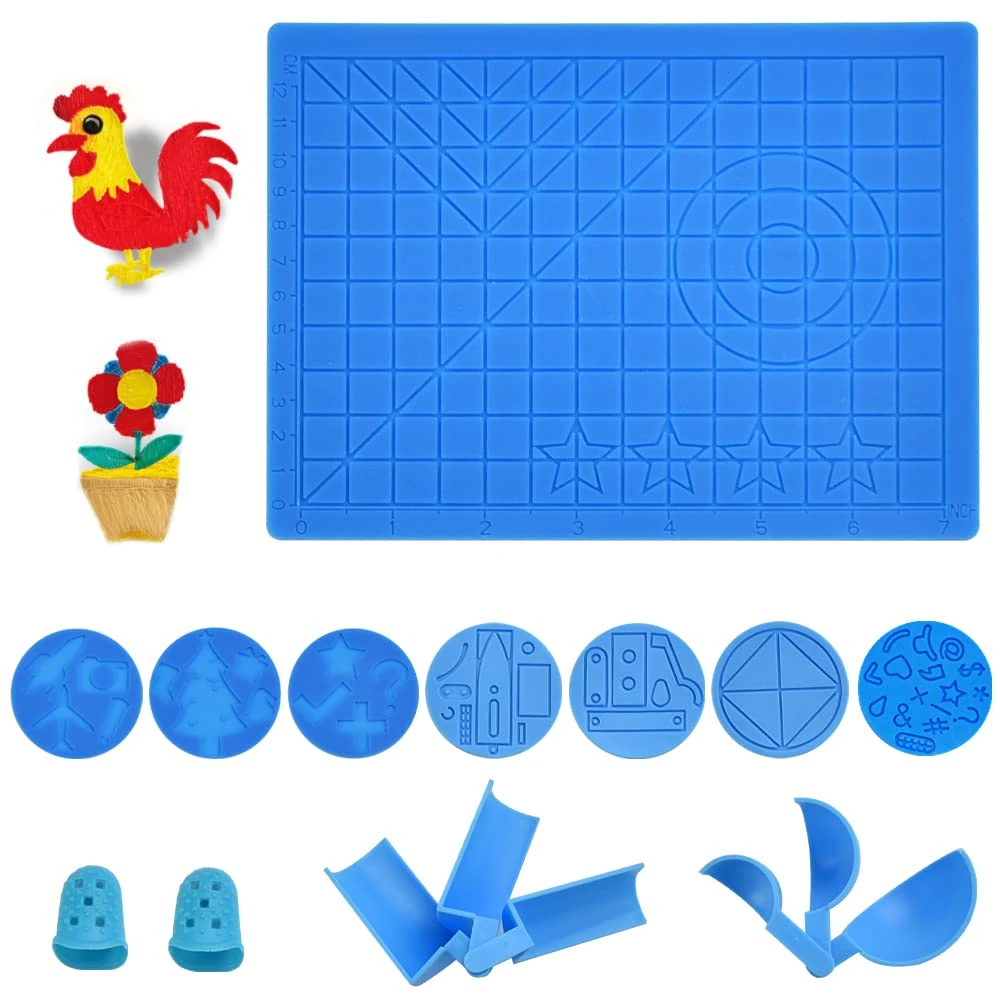 SNAGAROG 3D Pen Mat 3D Printing Pen Silicone Design Mat 3D Printing Pen Pad 3D Pen Accessory Drawing Mat 3D Pen Drawing Tools With Templates & Finger Caps for 3D Beginners Kids and Adults (15*20 cm)