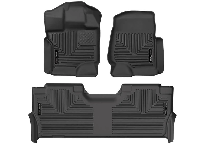 Husky Liners X-act Contour Series | Front & 2nd Seat Floor Mats, Black, 3 pc. | 53468 | Fits 2021-2022 Ford F-150 SuperCrew, (w/fold Flat Under seat Storage Box.)