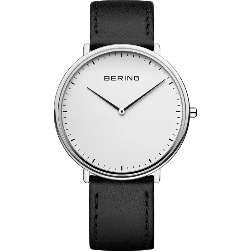 BERING Unisex Quartz Watch | Watch 39 mm Stainless Steel Case and Sunray Dial | Milanese Strap | Sapphire Glass | 3 ATM | 15739, Black/White, 39, 15739-404