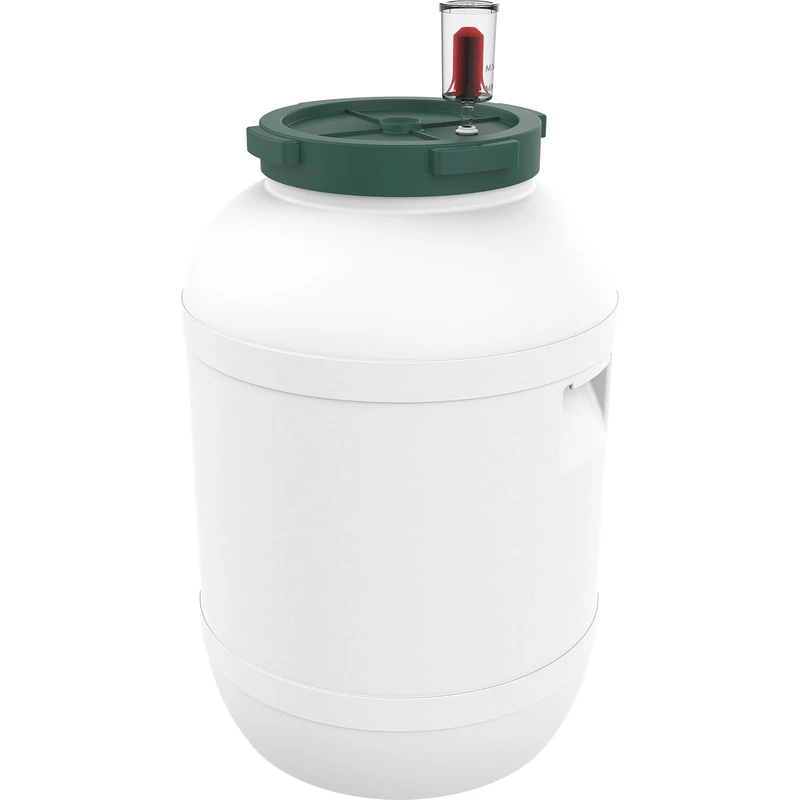 Browin 340565 Fermentation Container 65 L, Barrel with Lid, Gasket, Silent Airlock and 2 Plugs, Complete Set for Fermenting Wine, Beer and Infusion Liquors, White