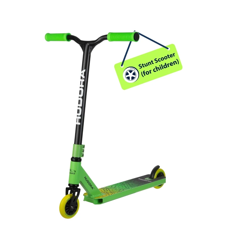 HUDORA Stunt Scooter Kids stunt scooter for children aged 6-10 I Sturdy freestyle scooter with 360° BMX steering - Child-friendly trick scooter for up to 100 kg