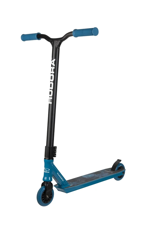 HUDORA Stunt Scooter XQ-12.1 for Skatepark - Robust Freestyle Scooter with 360° Handlebars, ABEC 9 Bearings & Steel Brake - Stunt Scooter for Beginners & Experienced Non-Slip Deck, Fast Rolling - Blue