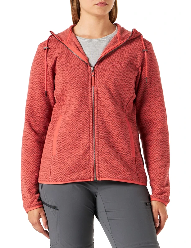 Jack Wolfskin Women's Patan Hooded Jacket W Fleece Jacket Coral Red - Image 1