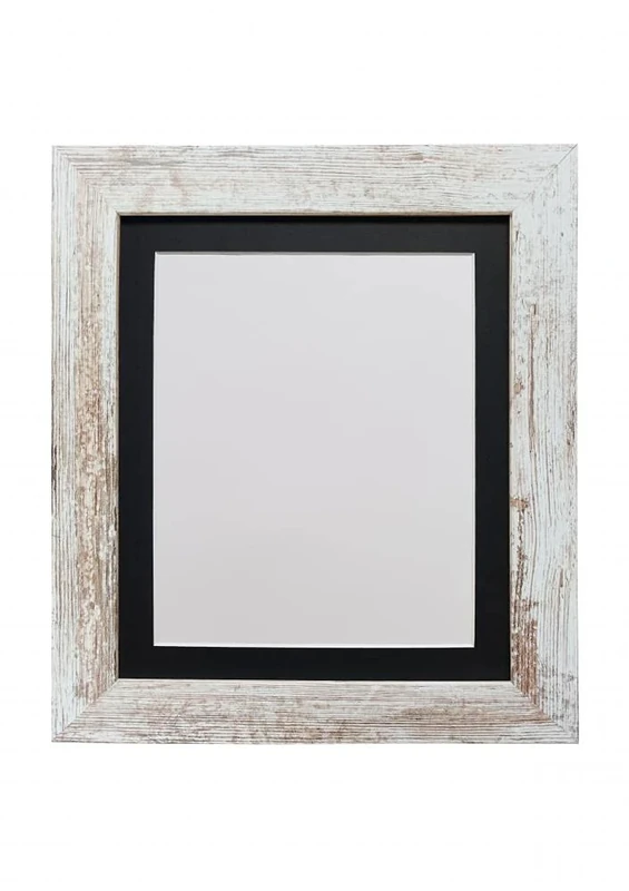 FRAMES BY POST Metro Picture Photo Frame Distressed White with Black Mount 60 x 80 Image Size 50 x 70 cm Plastic Glass