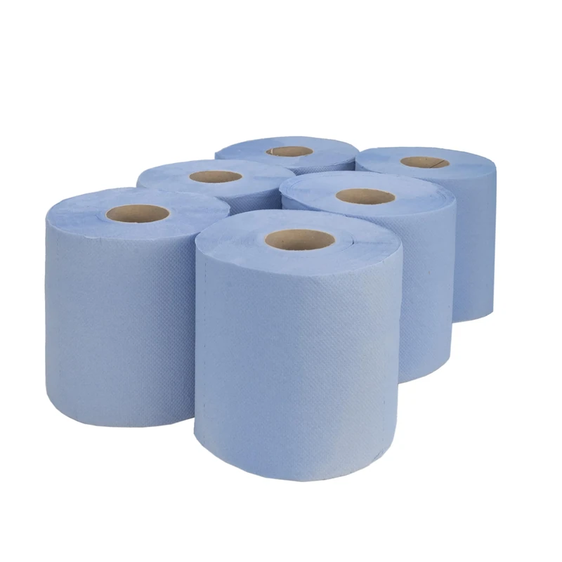 KARAN KING® 6 X Centre Feed Rolls Blue Tissue Paper Roll - Blue Centrefeed Rolls - Kitchen Roll - Kitchen Towel (2 Ply)