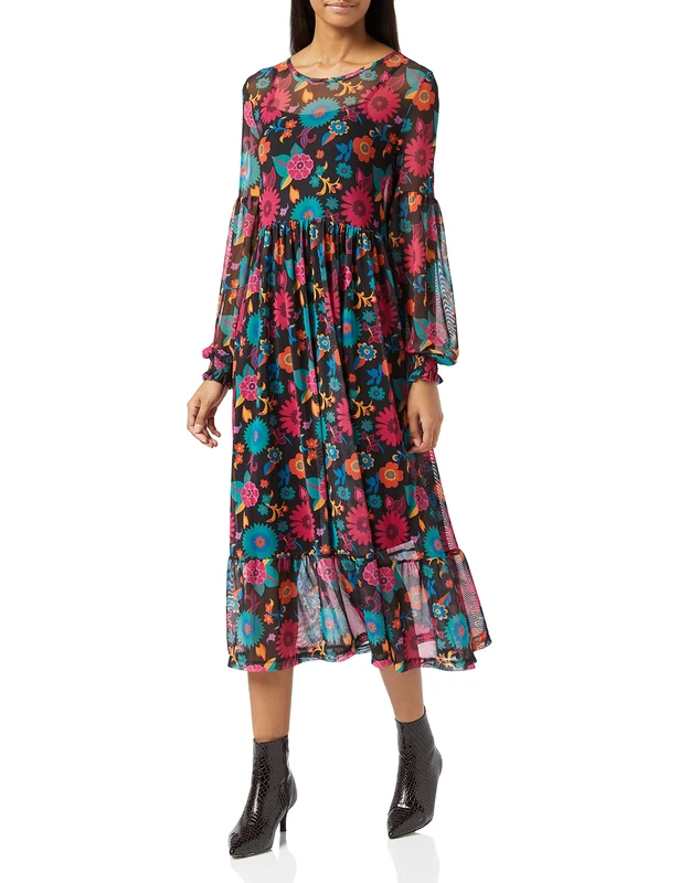 Louche Women's LUCINDA-70'S-Floral Casual Night Out Dress, Multi, 12
