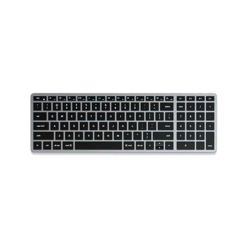 Satechi Slim X2 Bluetooth Wireless Keyboard, US QWERTY Layout, Backlit Numeric Keypad, Multi-Device for MacBook Air & Pro M5 M4, Mac Mini, iPad Air & Pro, iMac and more – Space Grey