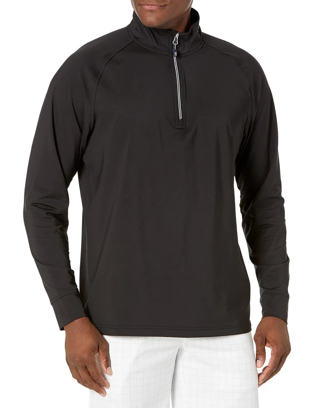 Cutter & Buck Men's Long Sleeve Adapt Eco Knit Quarter Zip Pullover Shirt, Black, XXL Tall