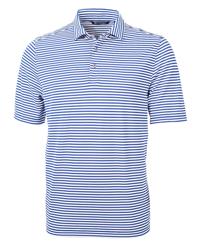 Cutter & Buck Men's Short Sleeve Virtue Eco Pique Stripe Recycled Polo Shirt, Chelan, XXL - Image 1