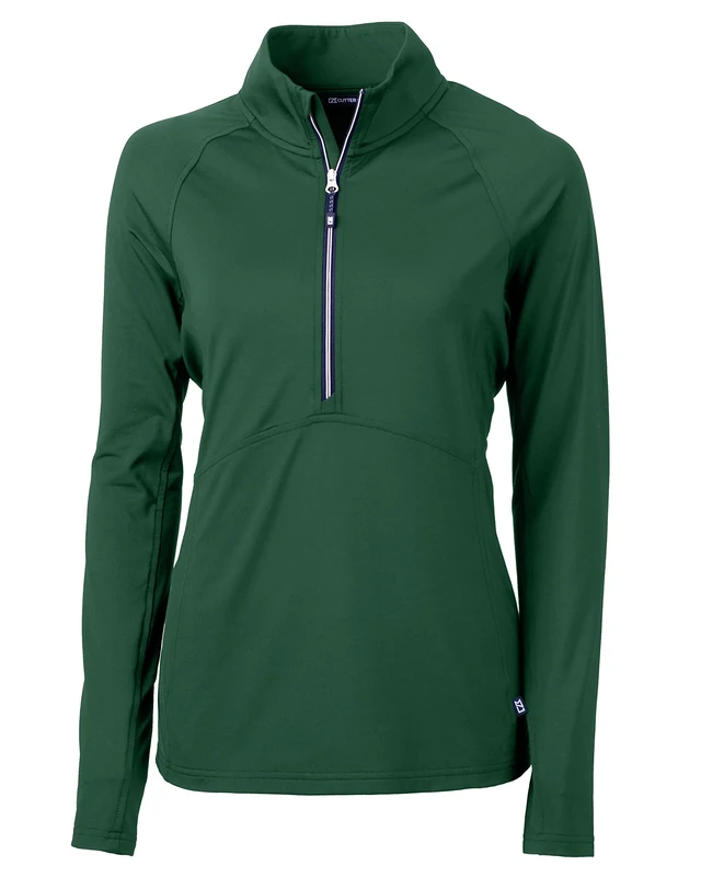 Cutter & Buck Women's Long Sleeve Adapt Eco Knit Half Zip Pullover Shirt, Hunter, Small