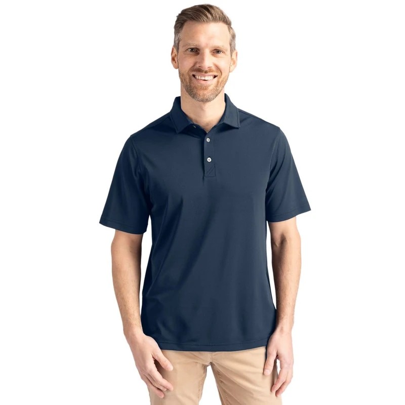 Cutter & Buck Men's Short Sleeve Virtue Eco Pique Recycled Polo Shirt, Navy Blue, XXL