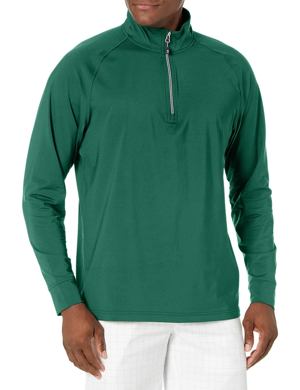 Cutter & Buck Men's Long Sleeve Adapt Eco Knit Quarter Zip Pullover Shirt, Hunter, Medium