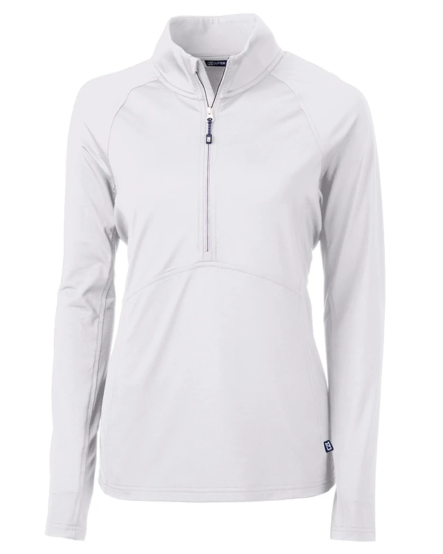Cutter & Buck Women's Long Sleeve Adapt Eco Knit Half Zip Pullover Shirt, White, Large