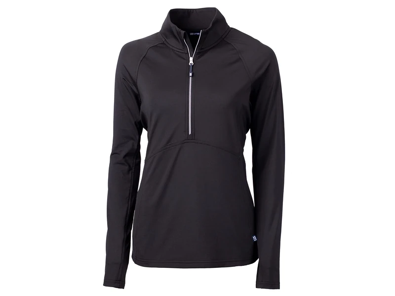 Cutter & Buck Women's Long Sleeve Adapt Eco Knit Half Zip Pullover Shirt, Black, Large