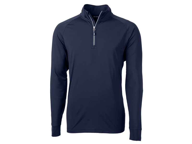 Cutter & Buck Men's Long Sleeve Adapt Eco Knit Quarter Zip Pullover Shirt, Navy Blue, S