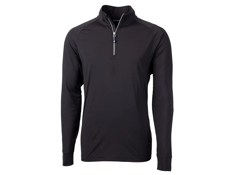 Cutter & Buck Men's Long Sleeve Adapt Eco Knit Quarter Zip Pullover Shirt, Black, Medium