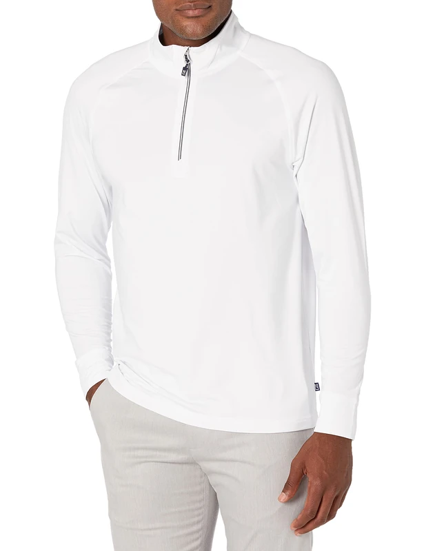Cutter & Buck Men's Long Sleeve Adapt Eco Knit Quarter Zip Pullover, White, XXXL