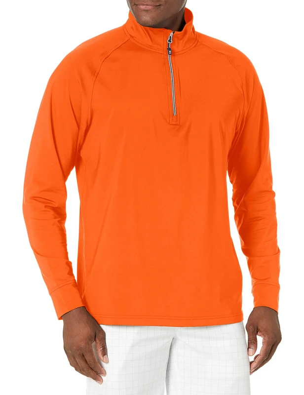 Cutter & Buck Men's Long Sleeve Adapt Eco Knit Quarter Zip Pullover Shirt, College Orange, XL