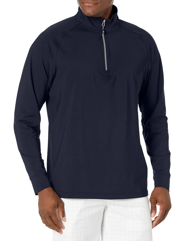 Cutter & Buck Men's Long Sleeve Adapt Eco Knit Quarter Zip Pullover Shirt, Navy Blue, XXL