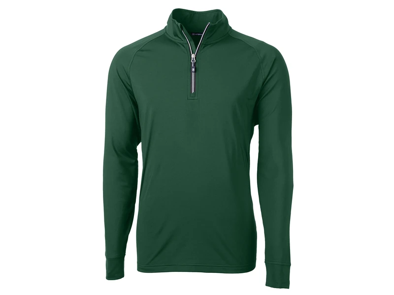 Cutter & Buck Men's Long Sleeve Adapt Eco Knit Quarter Zip Pullover, Hunter, XXL