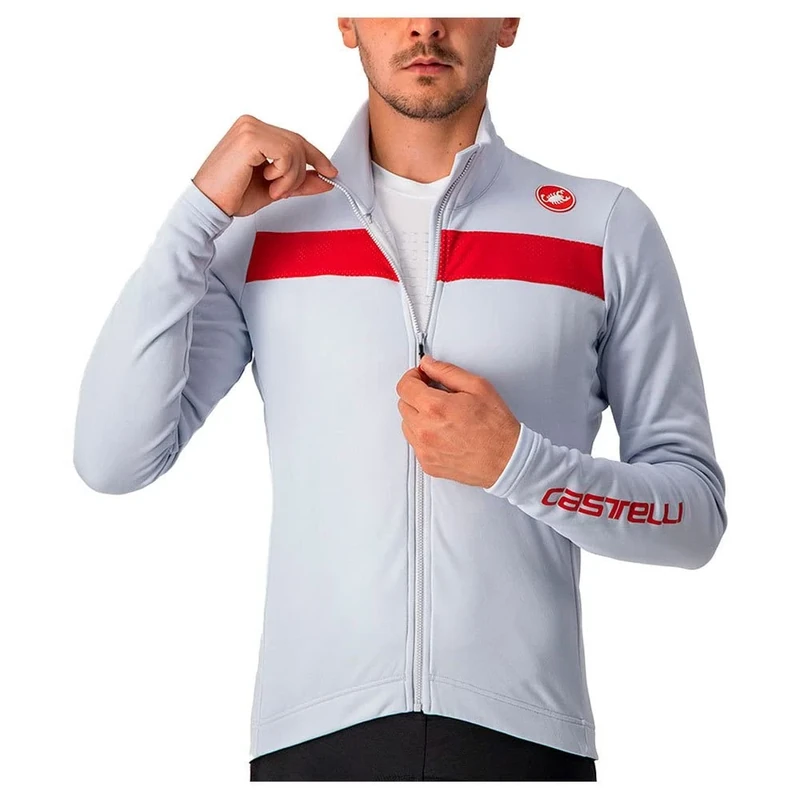 CASTELLI 4518511-870 PURO 3 JERSEY FZ Sweatshirt Men's Silver Gray/Red Reflex S