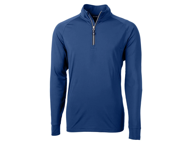 Cutter & Buck Men's Long Sleeve Adapt Eco Knit Quarter Zip Pullover, Tour Blue, Large