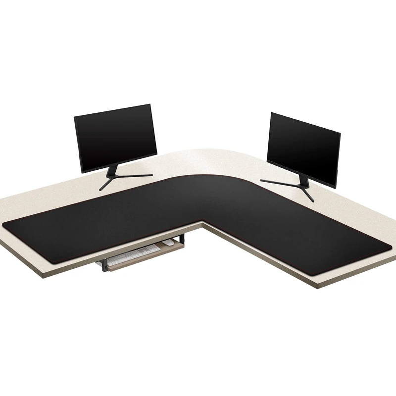 ZORESYN L-Shaped Gaming Desk Mat Mouse pad, Computer Corner Desk Pad, (137+140) x40cm Home Office Writing Desk Pad, Large Waterproof PU Leather Corner Mousepad - Black