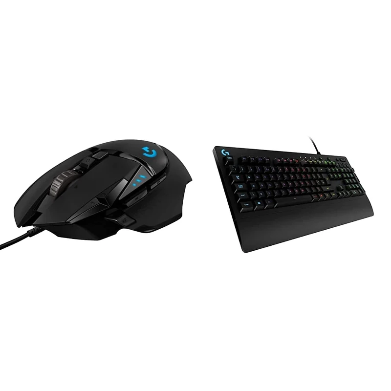 Logitech G G502 11-Button Gaming Mouse, USB Black & Logitech G G213 Prodigy RGB USB Video Game Keyboards, black