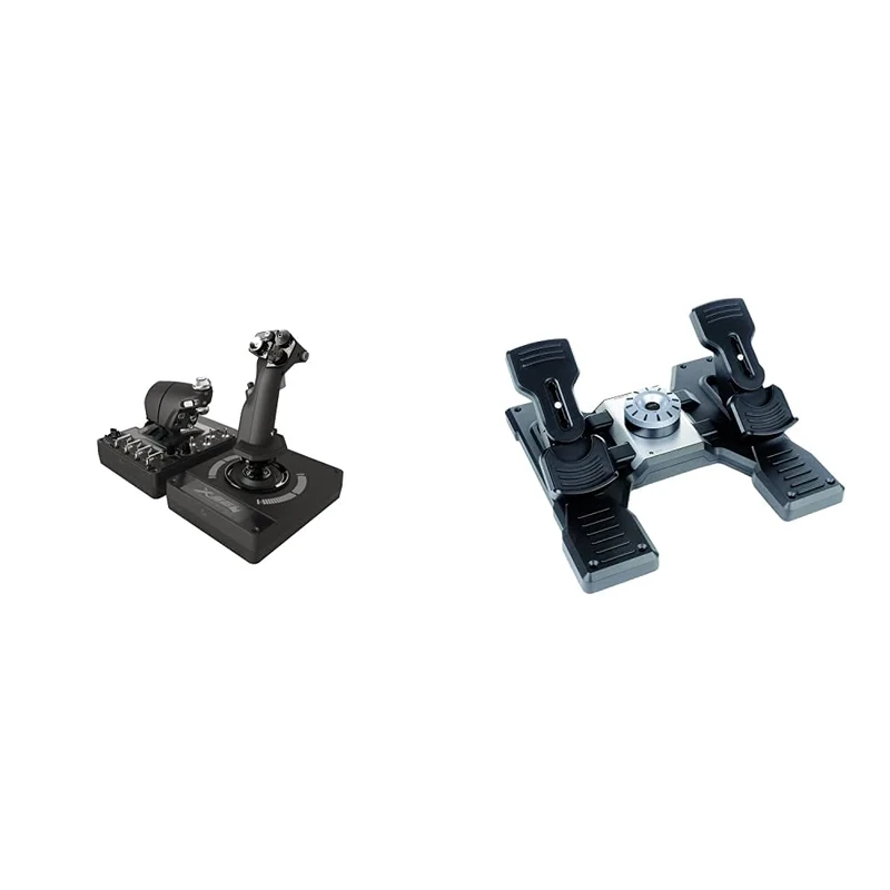 Logitech G X56 H.O.T.A.S Throttle and Joystick Flight Simulator Game Controller, 6 Dregrees of Freedom, 4 Spring Options, +189 Programmable Controls - Black & G Saitek PRO Flight Rudder Pedals - Black