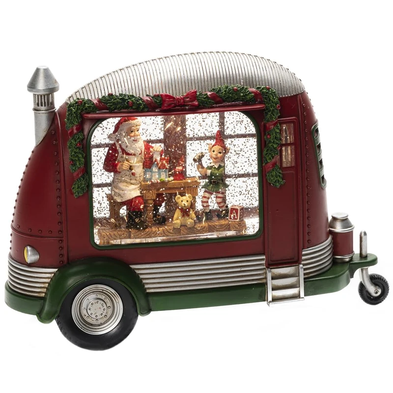 Konstsmide Snowing Caravan LED Lantern : Santa Toy Shop : Battery with Timer : 26cm : 4386-550