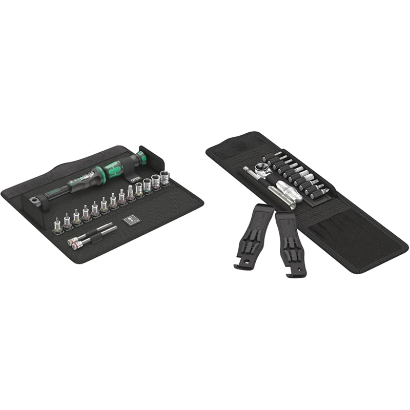 Wera Bicycle Set Torque 1 Click-Torque adjustable wrench set, 1/4" square drive, 2.5-25Nm, 16pc, 05004180001 & 05004170001 Bicycle Set 1, ratchet set, bicycle, 14 pieces, Black