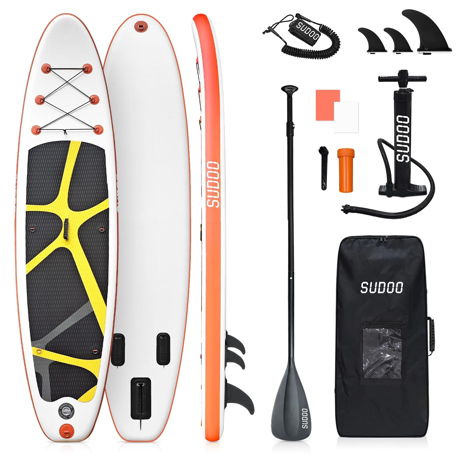SUDOO 10FT 3M Inflatable Stand Up Paddle Board SUP Board 6” Thick Surfboard Lightweight Non-Slip EVA Deck SUP Package Complete Kit for All Skill Beginners Adults Fishing Yoga Surfing