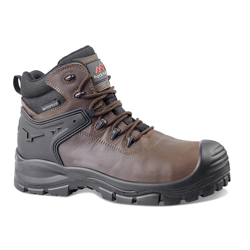 Rock Fall Herd Brown Safety Trainer Steel Toe Cap Boot Unisex, Full-Grain Water Repellent Safety Boots, SRC Slip Rated Work, Fibreglass Toe Cap and Cold Insulated UK 11 - Image 1