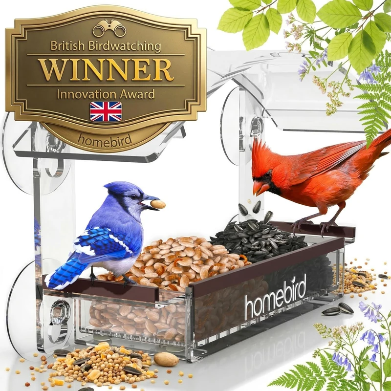Homebird Window Bird Feeders with Strong Suction Cups - Clear Bird Feeders for Window Bird Watching, Squirrel Proof - Image 1