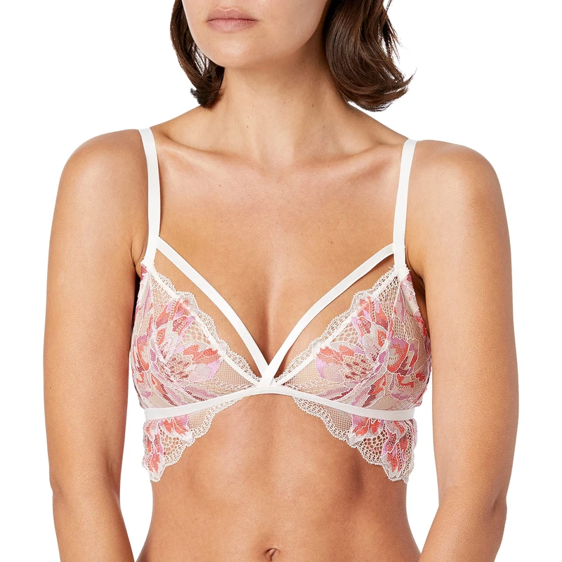 Cosabella Women's Paradise Petite Triangle Bralette Bra, Rossa/White, XS/L