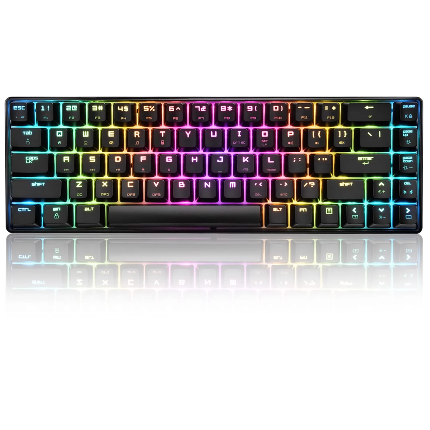 T8 RGB Gaming Keyboard 60% | Clicky Optical Blue Switches | Mini 60 Percent Wired Mechanical Keyboard | 18 Chroma LED Backlit Illuminated Keyboard | Compact 68 Keys | Detachable USB-C Cable | Black