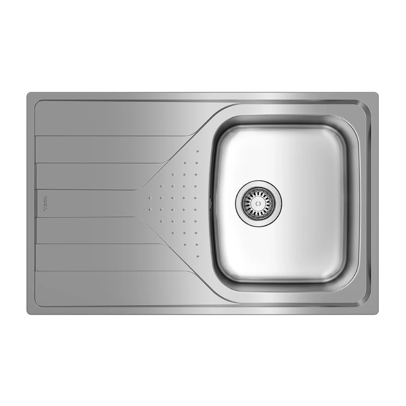 Teka Universe 45 T-XP 1C 1E – Built-in Sink 45 cm, 1 Bowl and Drainer, Reversible Drain with Manual Valve, Microtextured Finish, Stainless Steel Colour
