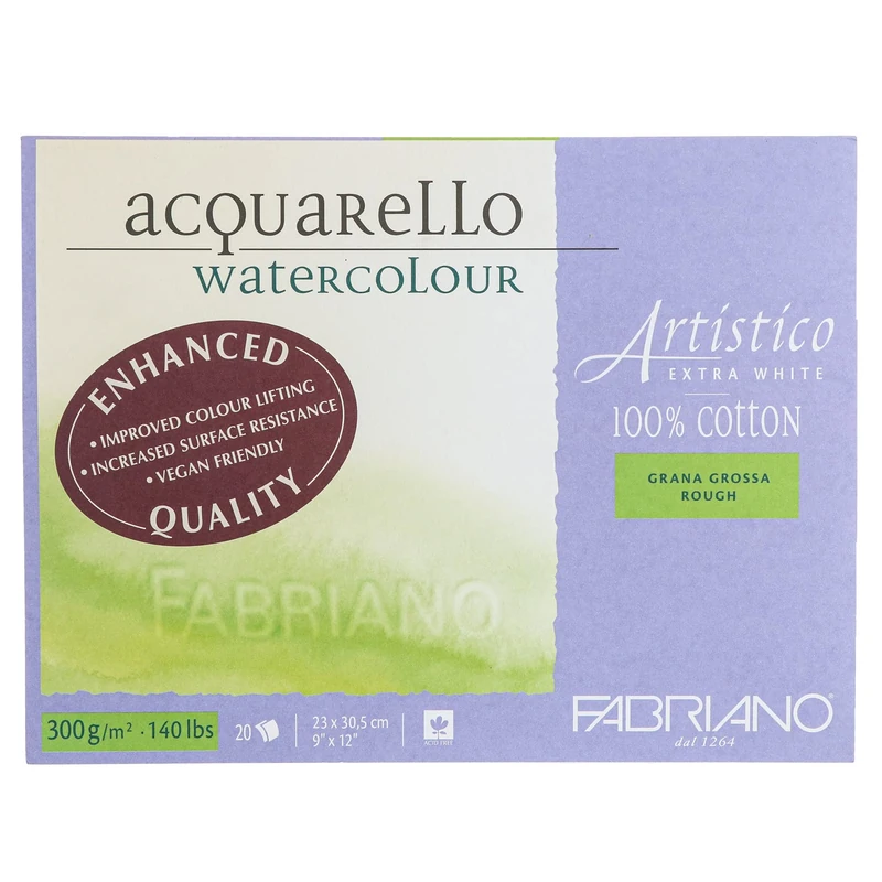 Fabriano Artistico Watercolor Block, 9 x 12, Extra White