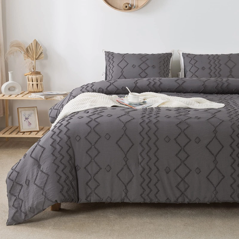 Andency Comforter Set Full Dark Gray, 3 Pcs Bedding